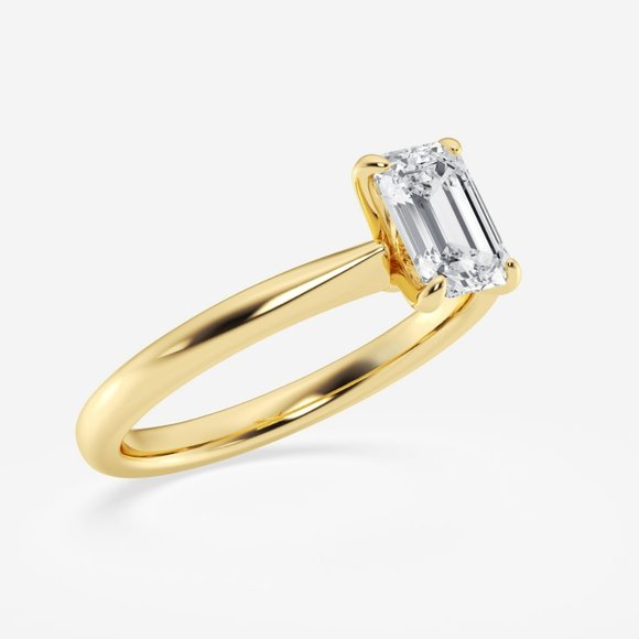 1 ctw Emerald Lab Grown Diamond Petite Solitaire Engagement Ring - Picture 4 of 6